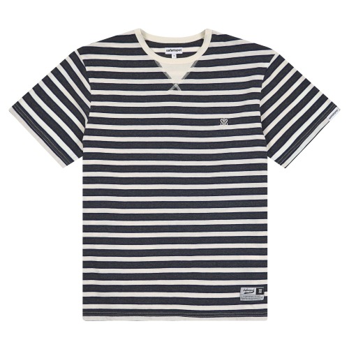 ROUX BASE SCHOOL EAT THE PIZZA STRIPE TEE (IVORY/CHARCOAL)